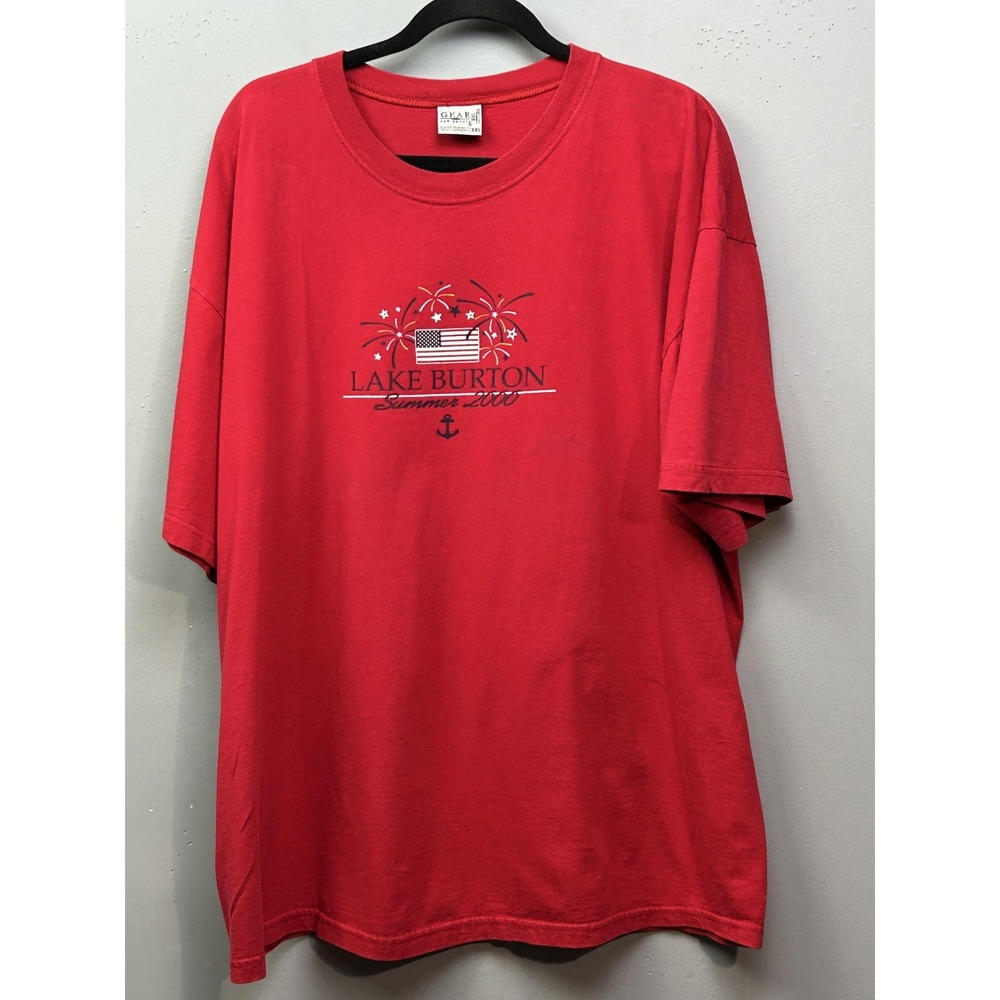 Vintage Lake Burton Shirt Mens 2XL Red Summer 2000 Fireworks‎ USA Flag Graphic